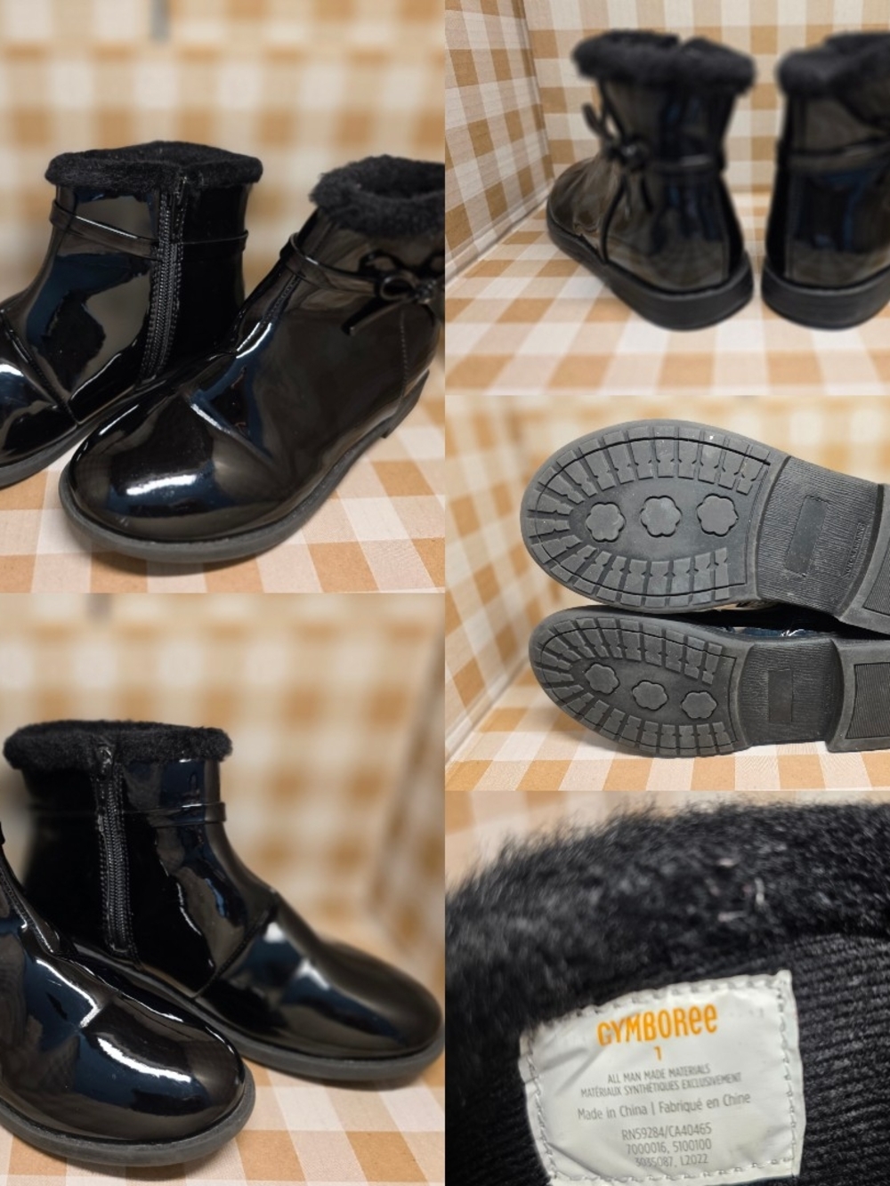 Gymboree Kids' Black Patent Winter Boots with Faux Fur